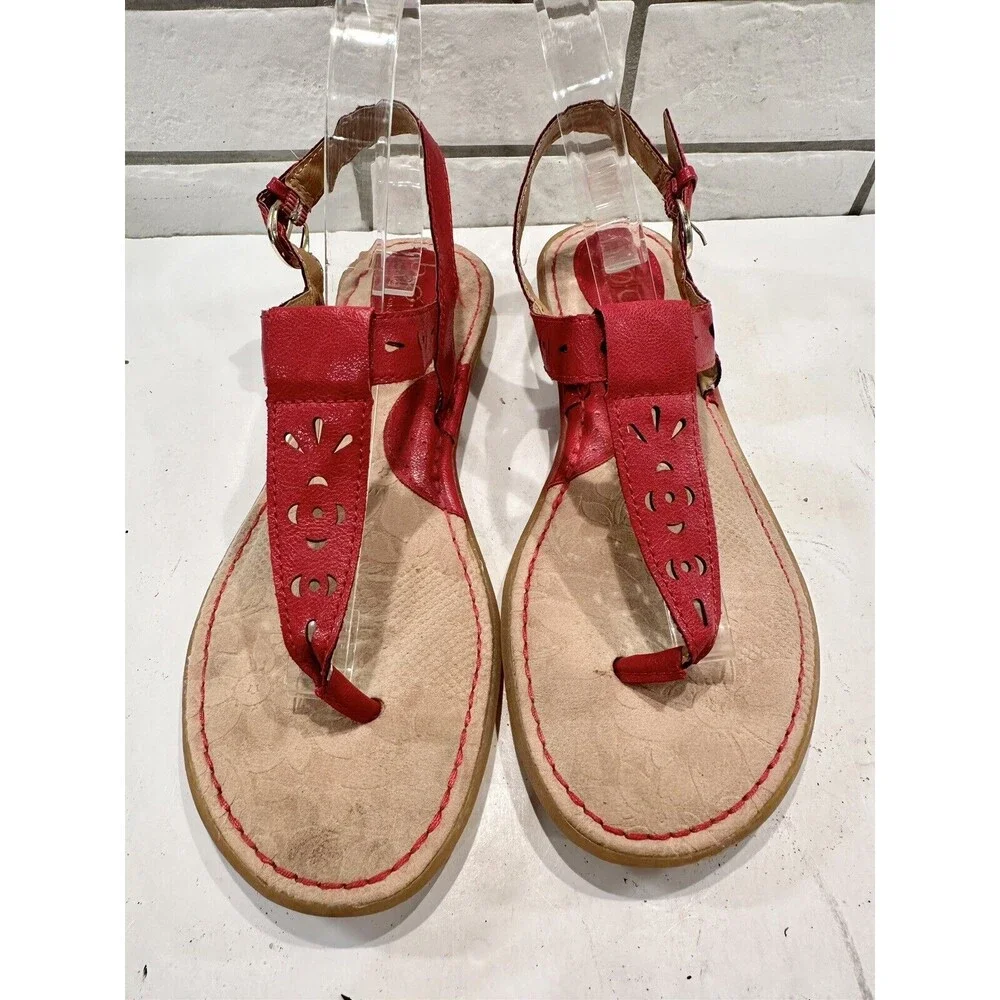 b.o.c. by Born Womens‎ Red Ankle Strap Sandals Sz US 9M